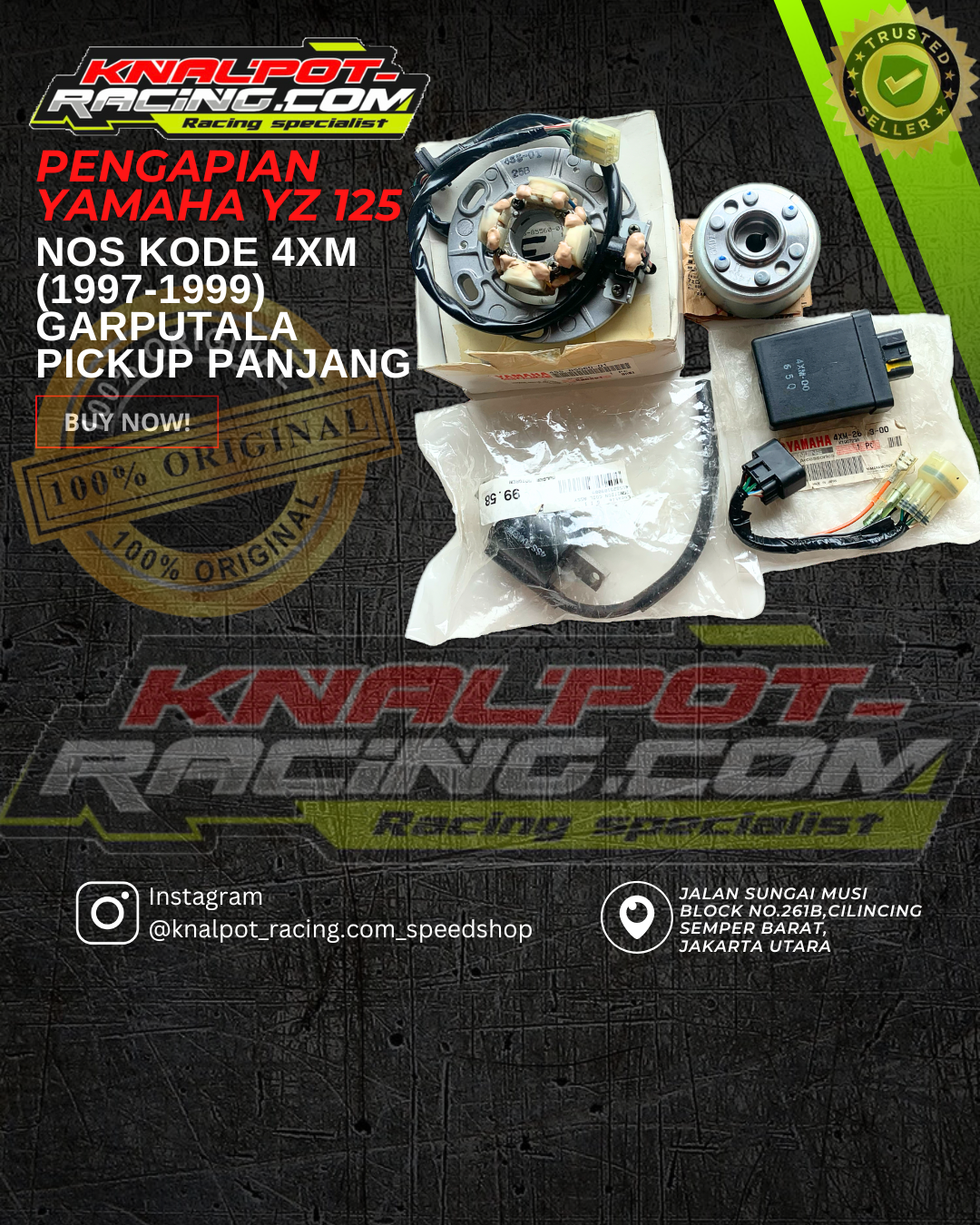 PENGAPIAN YAMAHA YZ 125 NOS KODE 4XM (1997-1999) GARPUTALA PICKUP PANJANG